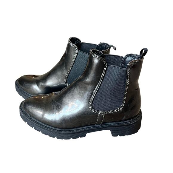 Girls Chelsea Boot, Gap, Size 1, Gunmetal Grey, Shiney, Ankle, Pull On - Picture 1 of 8